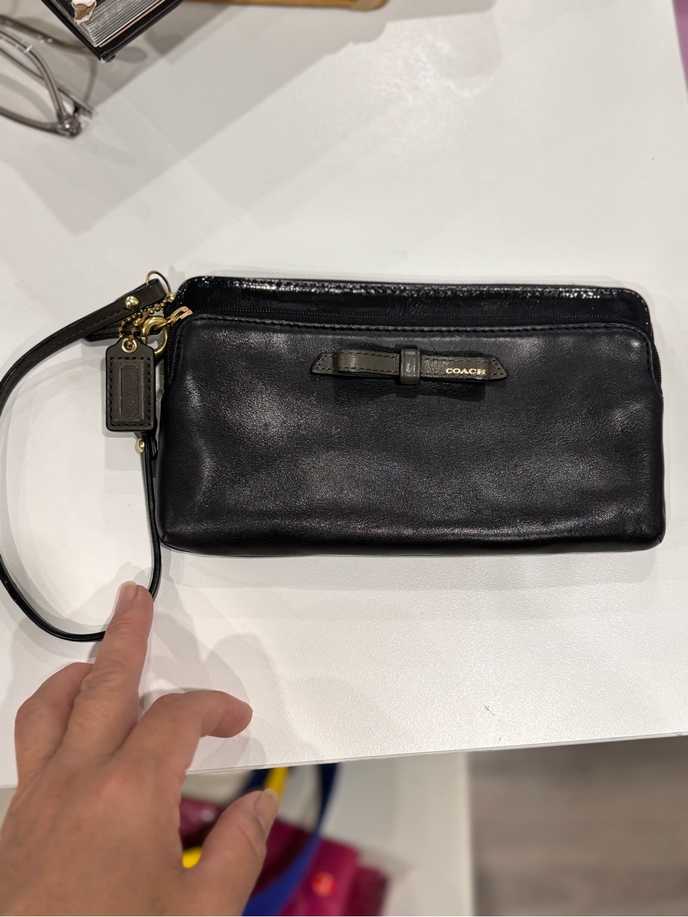 Coach Black Leather Wristlet/minibag - Picture 3 of 10